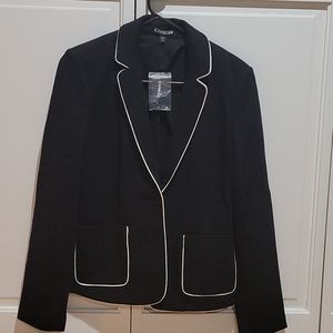 Express Blazer, Black with white piping, size smal